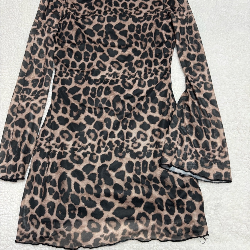 Leopard Print Long Sleeve Dress